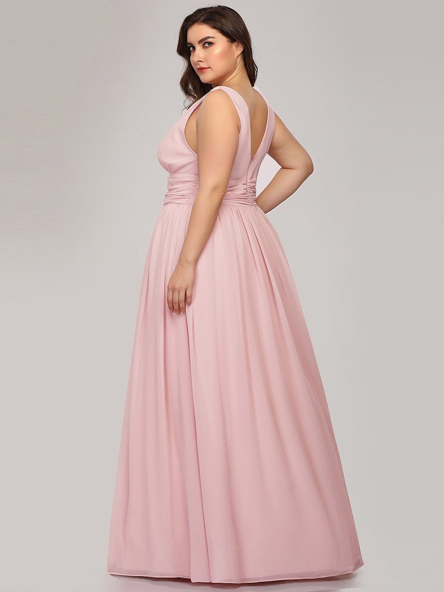 Double V-Neck Maxi Long Wholesale Plus Size Evening Dresses