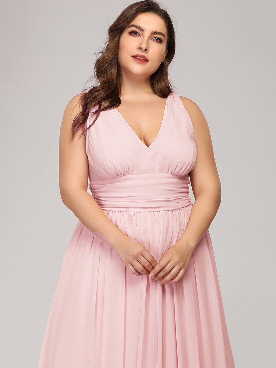 Double V-Neck Maxi Long Wholesale Plus Size Evening Dresses