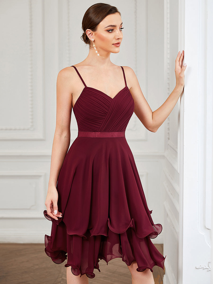 Sleeveless A Line Spaghetti Straps Knee Length Wholesale Prom Dresses