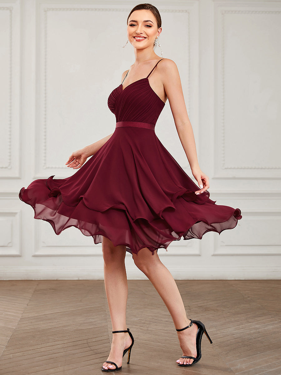 Sleeveless A Line Spaghetti Straps Knee Length Wholesale Prom Dresses