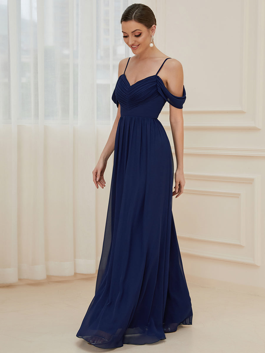 A Line Floor Length Deep V Neck Wholesale Bridesmaid Dresses