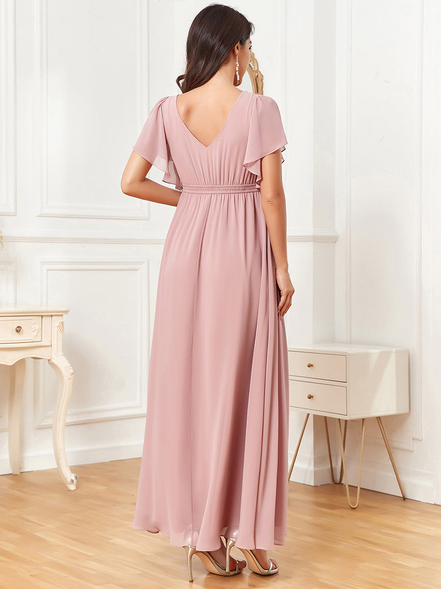 Sexy Ruffles Sleeves Deep V Neck A Line Wholesale Maternity Dresses