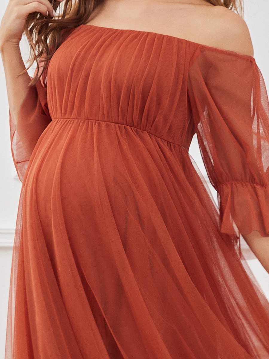 A Line Short Puff Sleeves Wholesale Maternity Dresses
