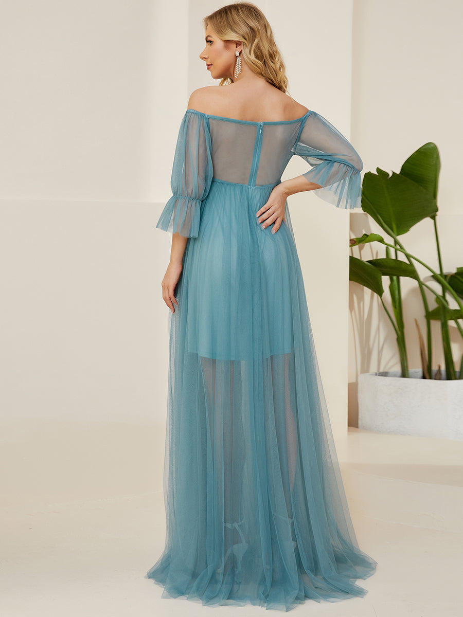 A Line Short Puff Sleeves Wholesale Maternity Dresses