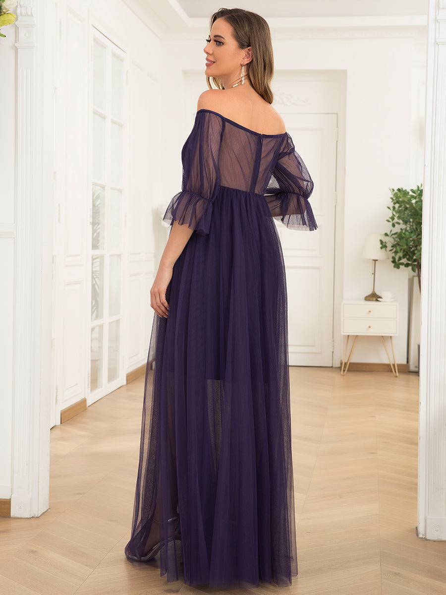 A Line Short Puff Sleeves Wholesale Maternity Dresses