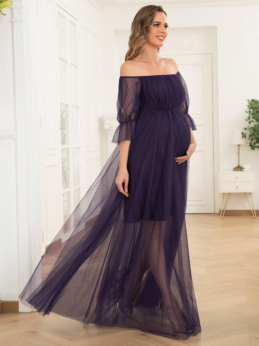 A Line Short Puff Sleeves Wholesale Maternity Dresses