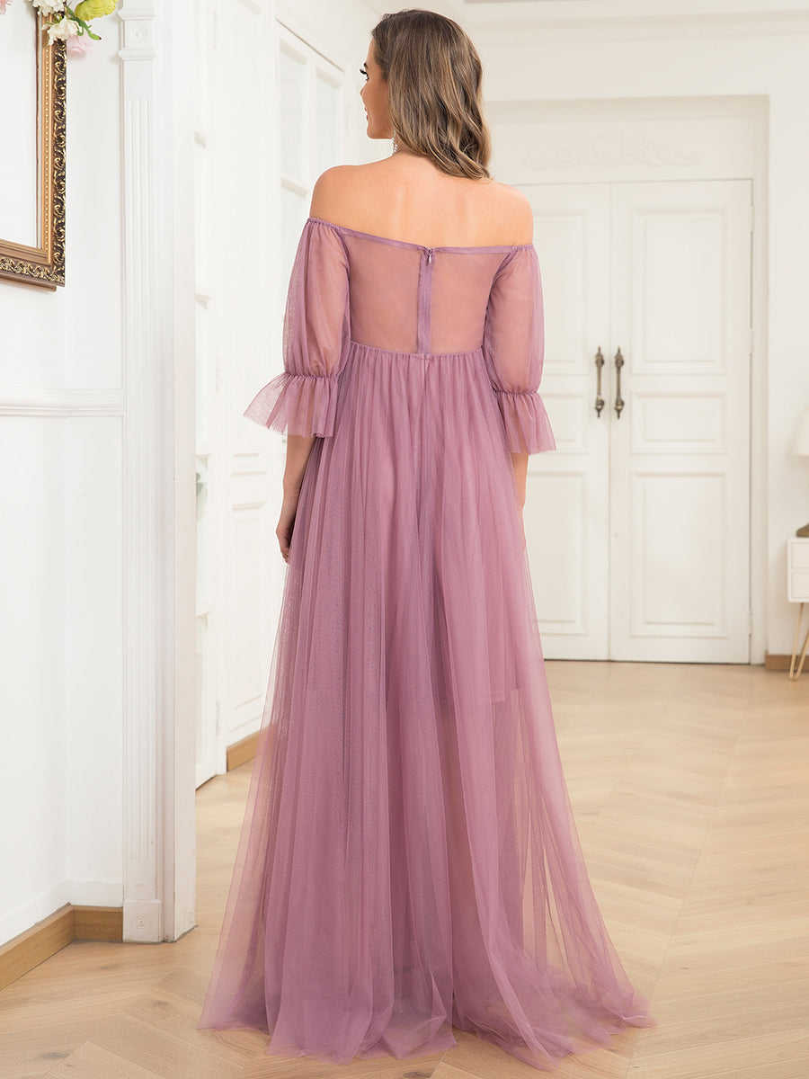 A Line Short Puff Sleeves Wholesale Maternity Dresses