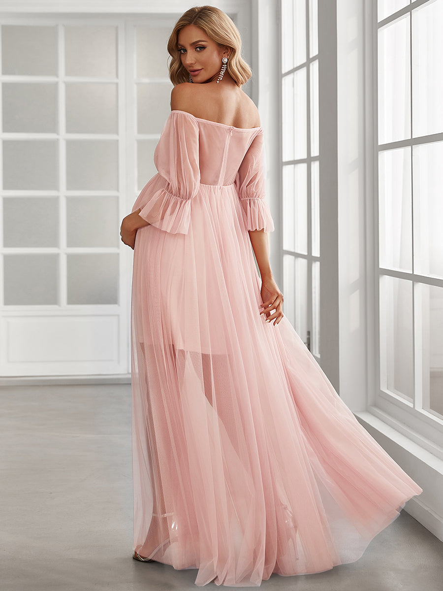 A Line Short Puff Sleeves Wholesale Maternity Dresses