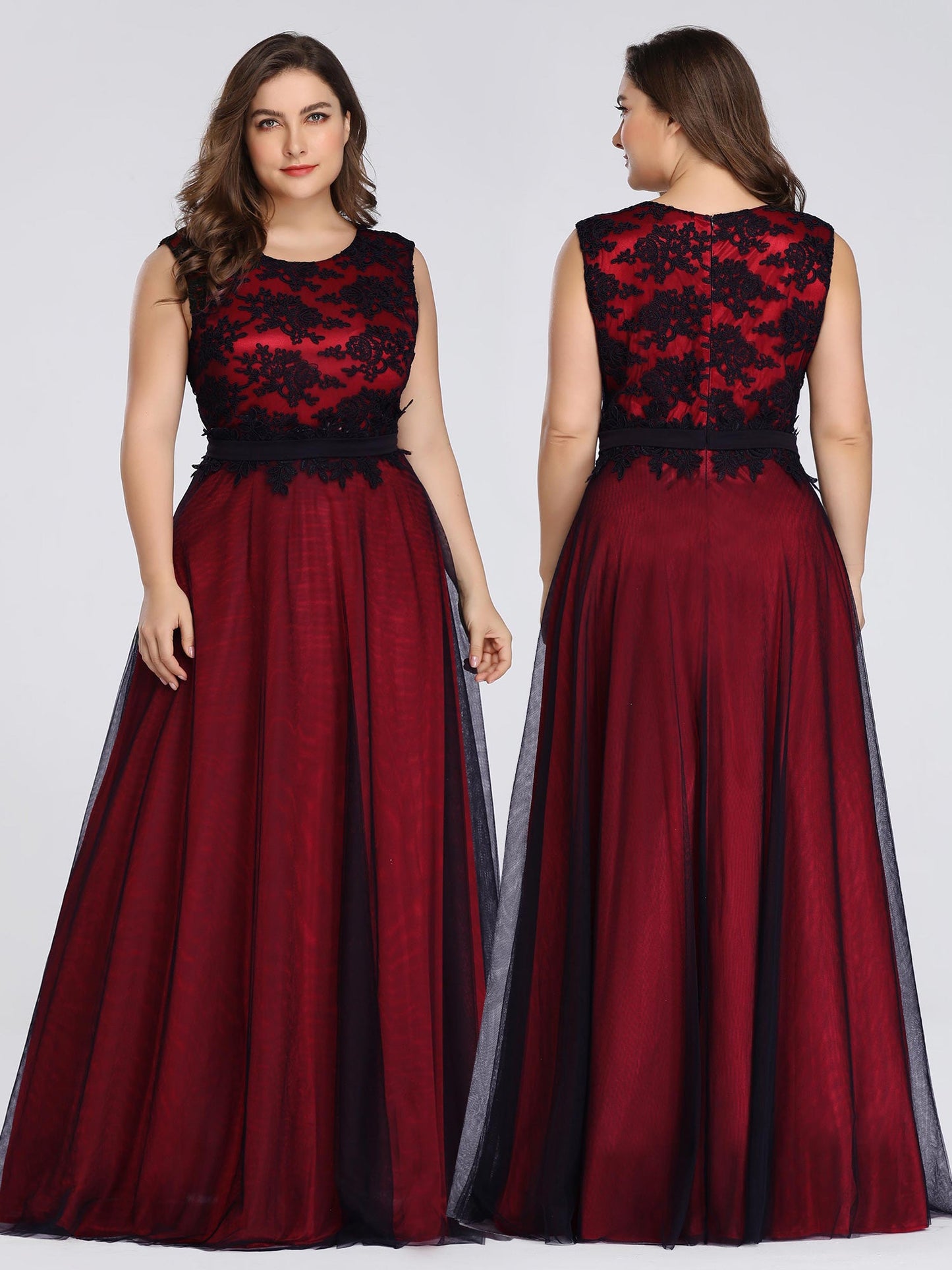 A Line Sleeveless Lace Wholesale Evening Dress with Black Brocade