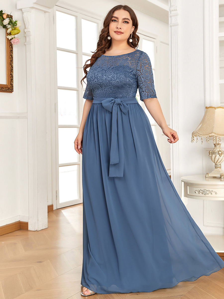 Maxi Long Lace Illusion Wholesale Plus Size Mother Of Bride Dresses