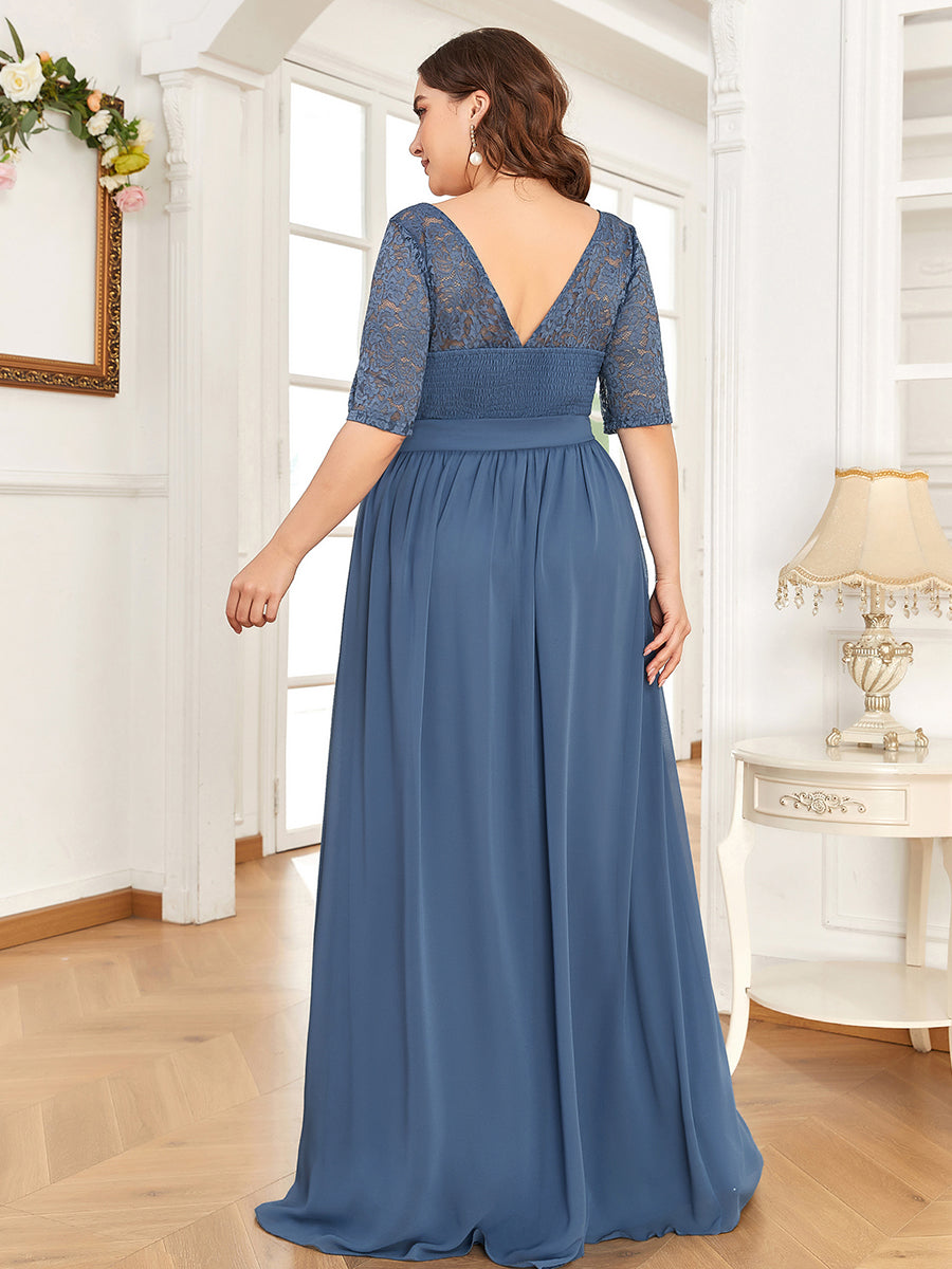 Maxi Long Lace Illusion Wholesale Plus Size Mother Of Bride Dresses