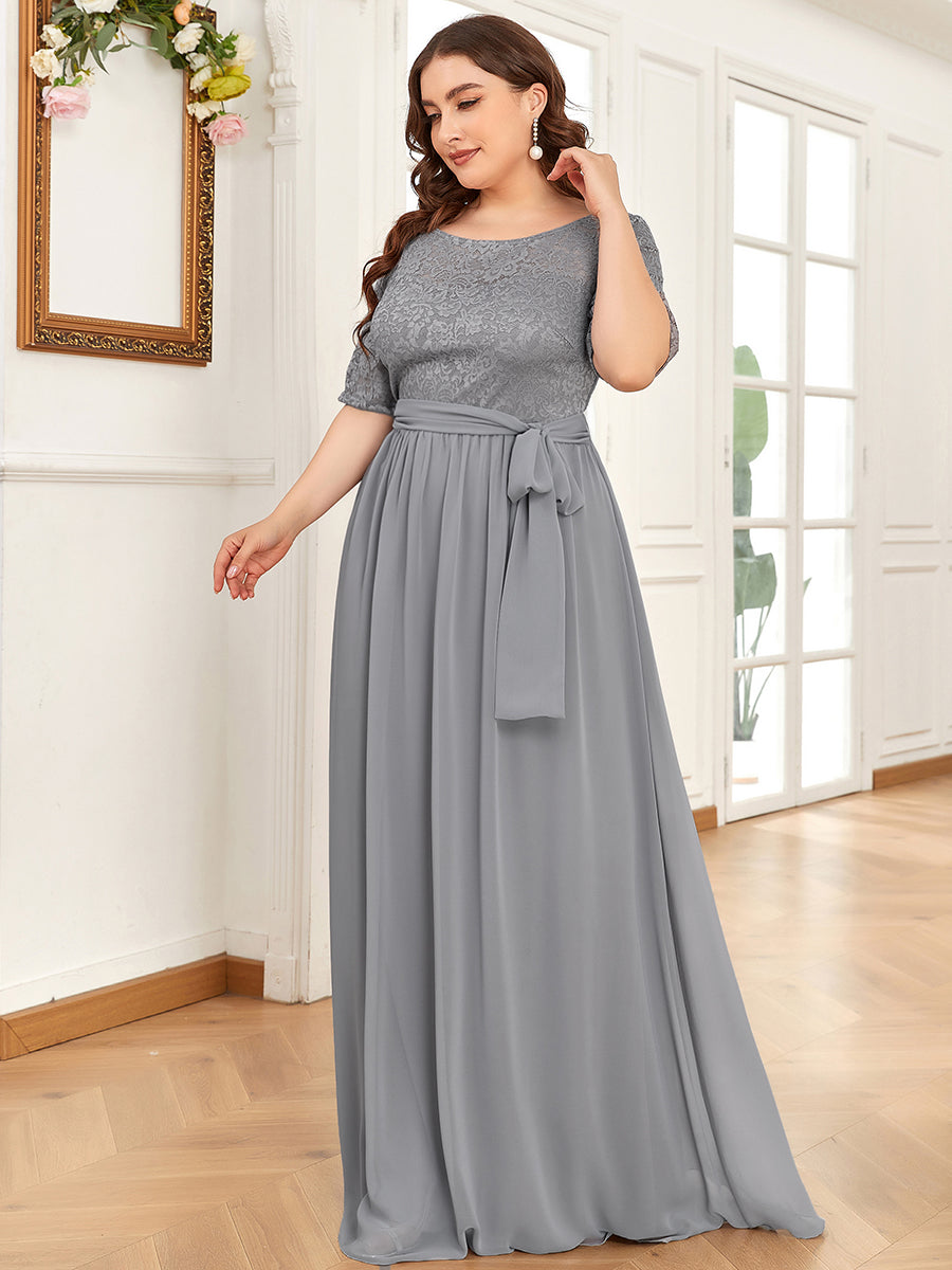 Maxi Long Lace Illusion Wholesale Plus Size Mother Of Bride Dresses