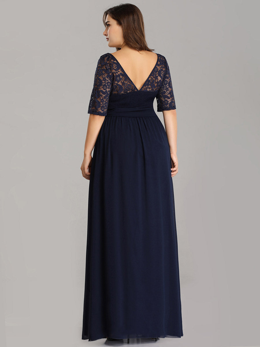 Maxi Long Lace Illusion Wholesale Plus Size Mother Of Bride Dresses