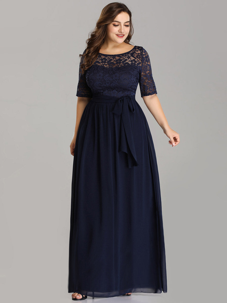 Maxi Long Lace Illusion Wholesale Plus Size Mother Of Bride Dresses