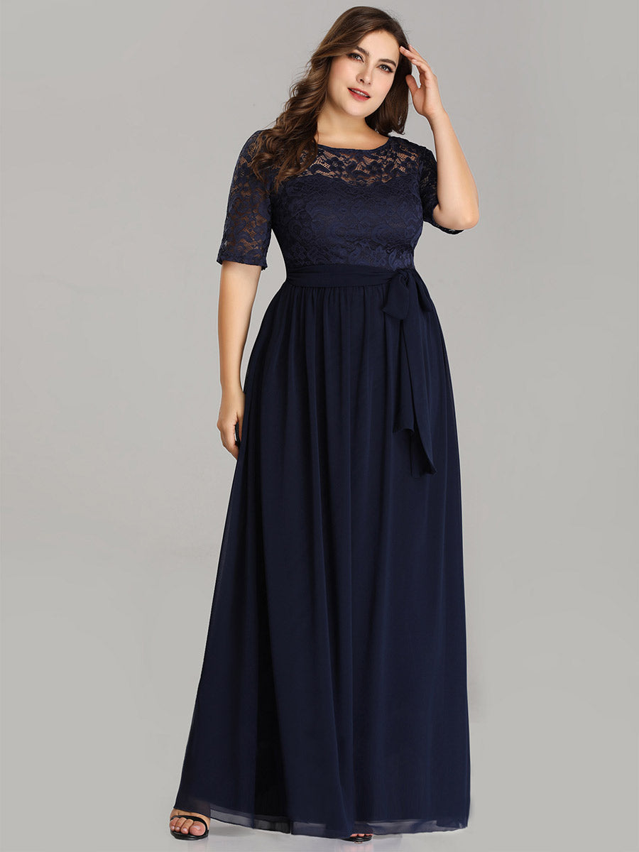 Maxi Long Lace Illusion Wholesale Plus Size Mother Of Bride Dresses
