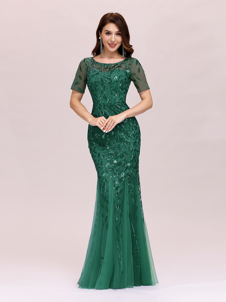 Women's Floral Sequin Fishtail Tulle Dresses for Party