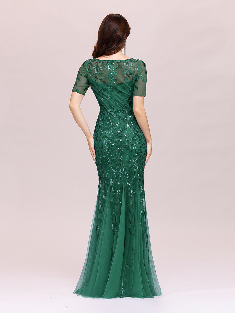 Women's Floral Sequin Fishtail Tulle Dresses for Party