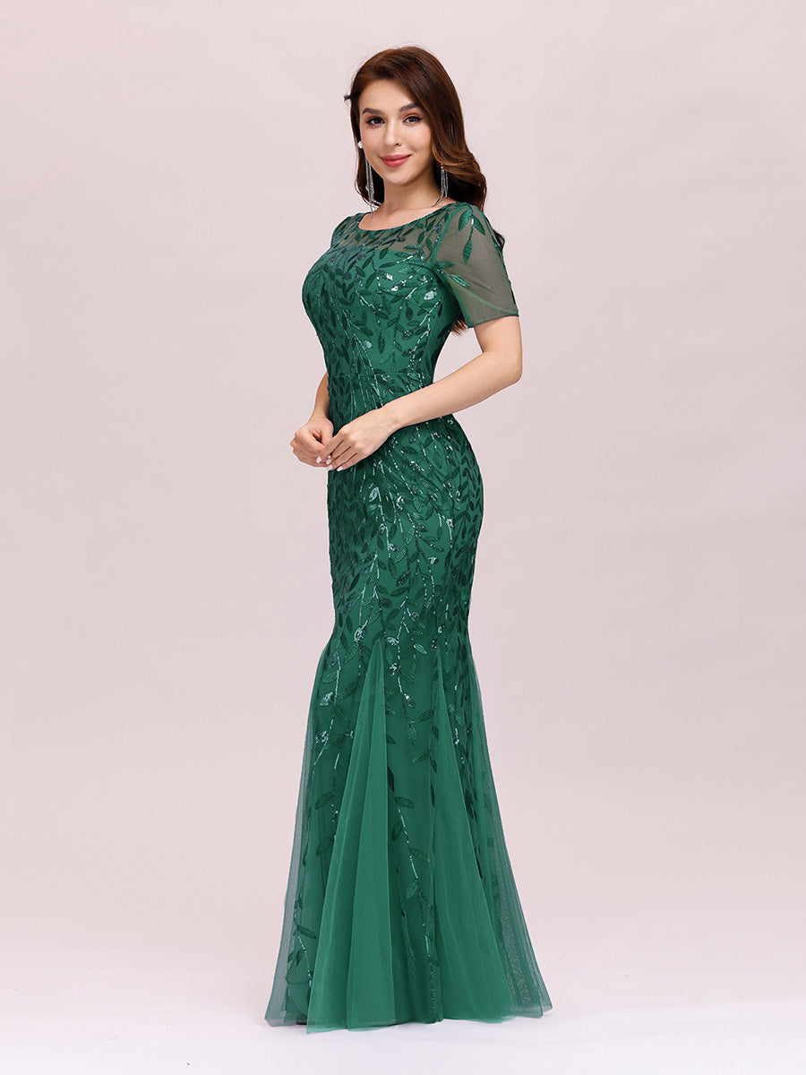 Women's Floral Sequin Fishtail Tulle Dresses for Party