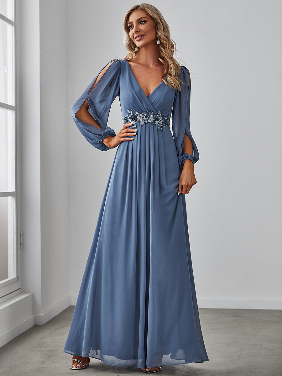 Floor Length Long Lantern Sleeves Wholesale Formal Dresses