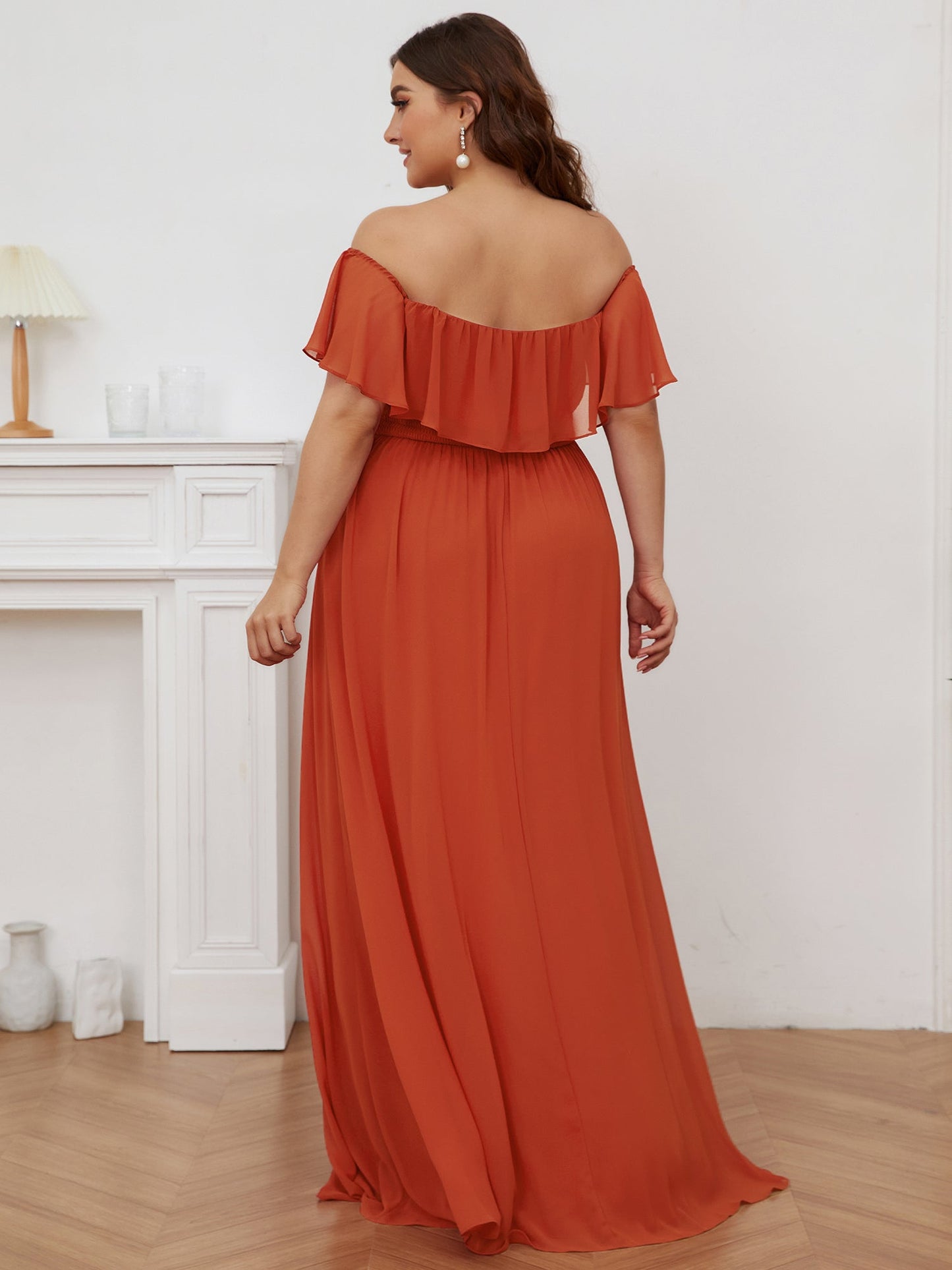 Women's Plus Size Ruffle Thigh Split Wholesale Bridesmaid Dresses