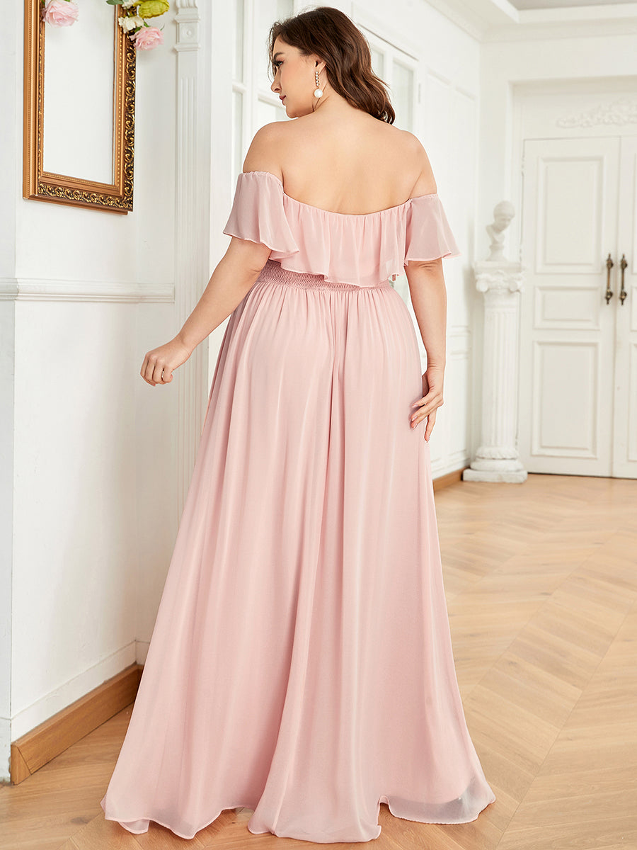 Women's Plus Size Ruffle Thigh Split Wholesale Bridesmaid Dresses