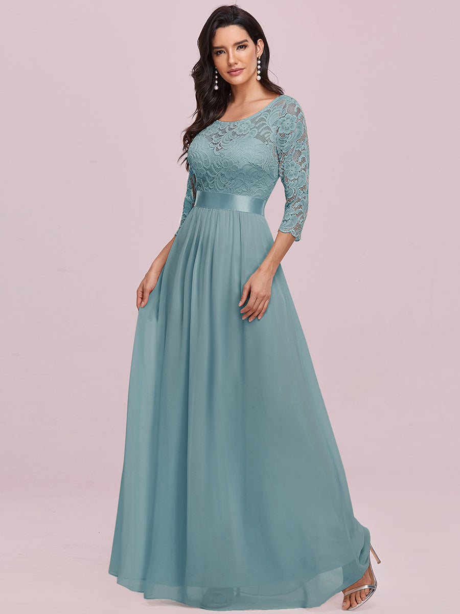 Elegant Empire Waist Wholesale Bridesmaid Dresses with Long Lace Sleeve