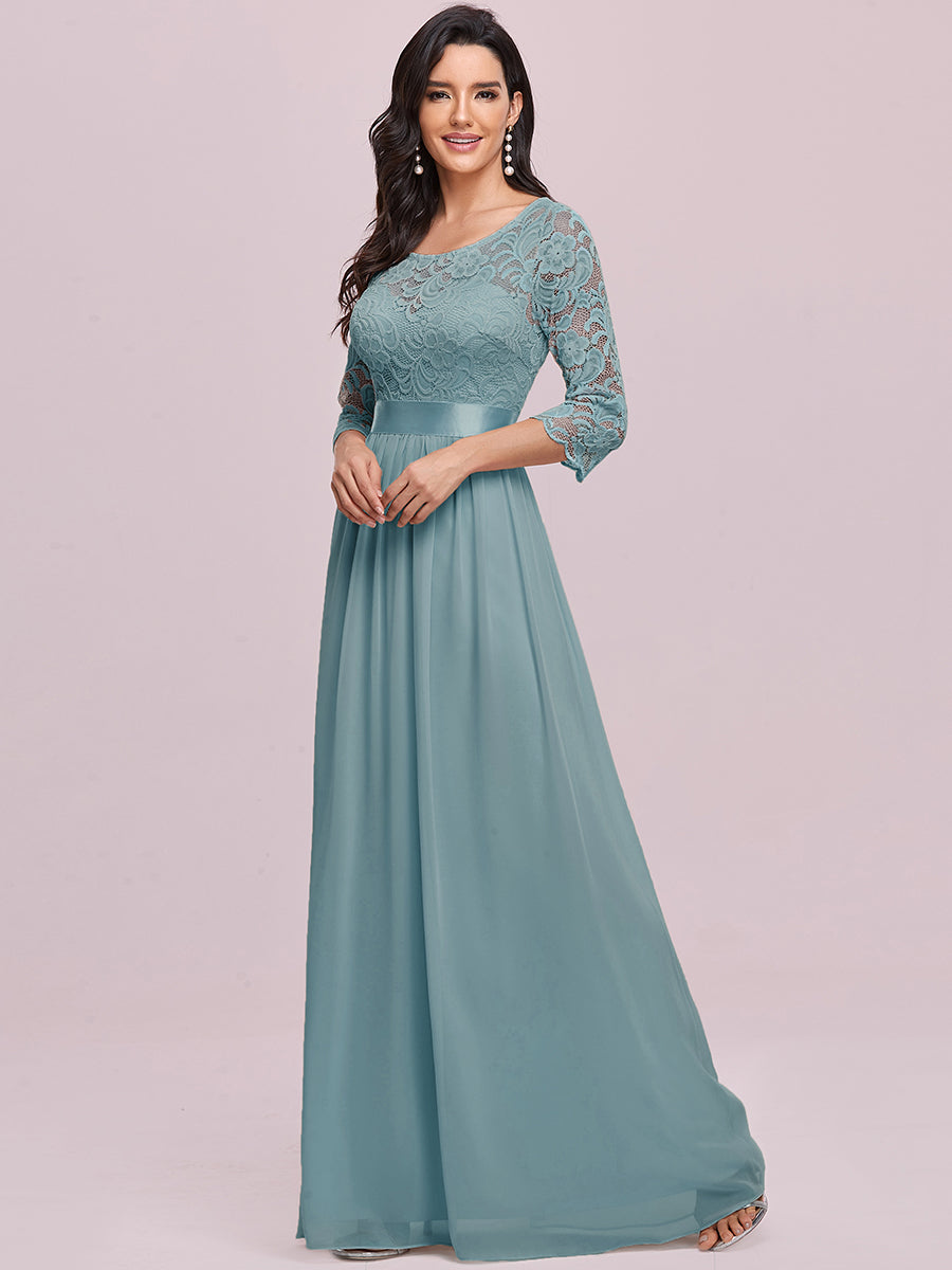 Elegant Empire Waist Wholesale Bridesmaid Dresses with Long Lace Sleeve