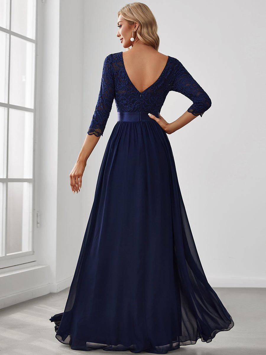 Elegant Empire Waist Wholesale Bridesmaid Dresses with Long Lace Sleeve