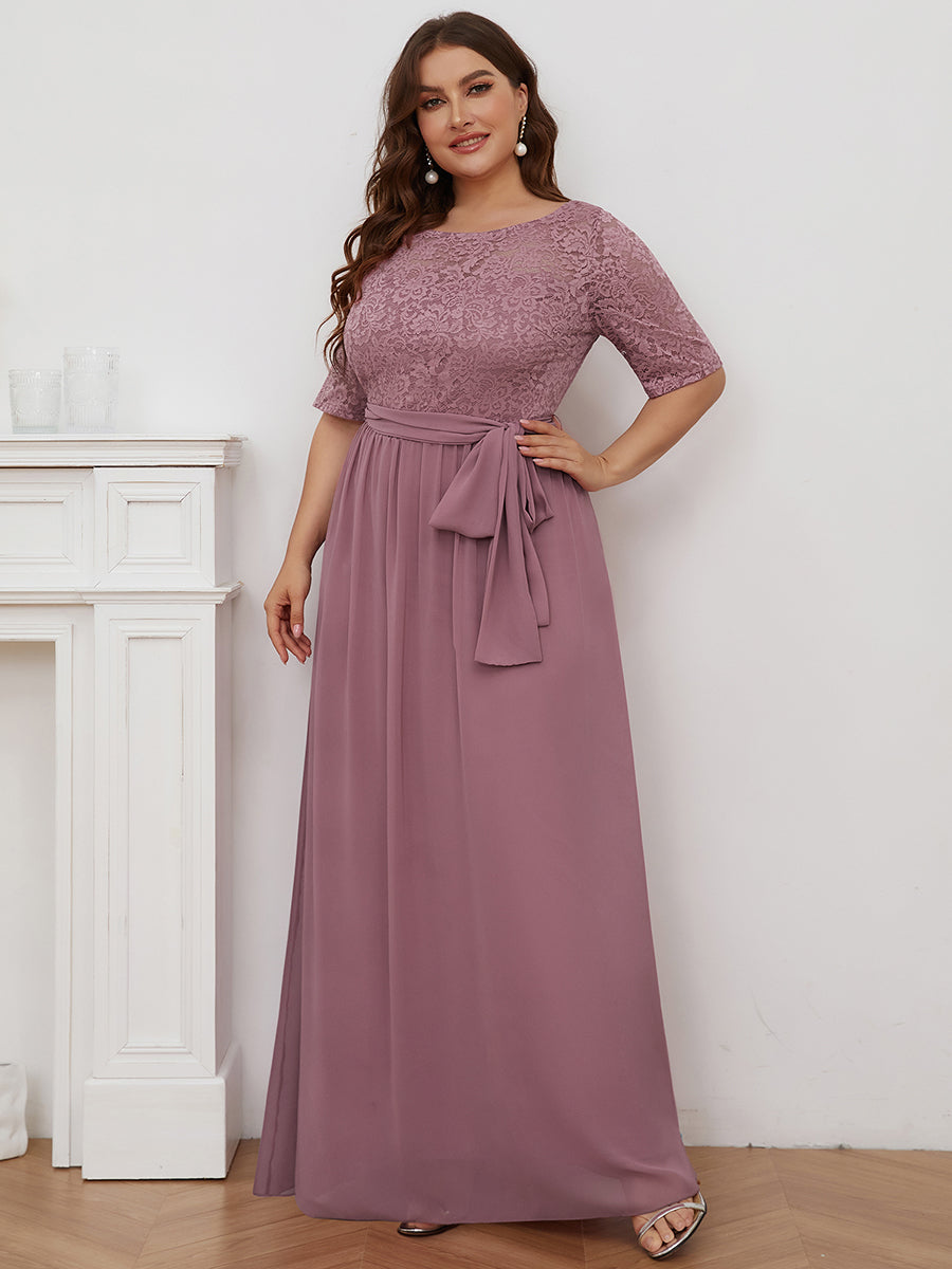 Maxi Long Lace Illusion Wholesale Plus Size Mother Of Bride Dresses