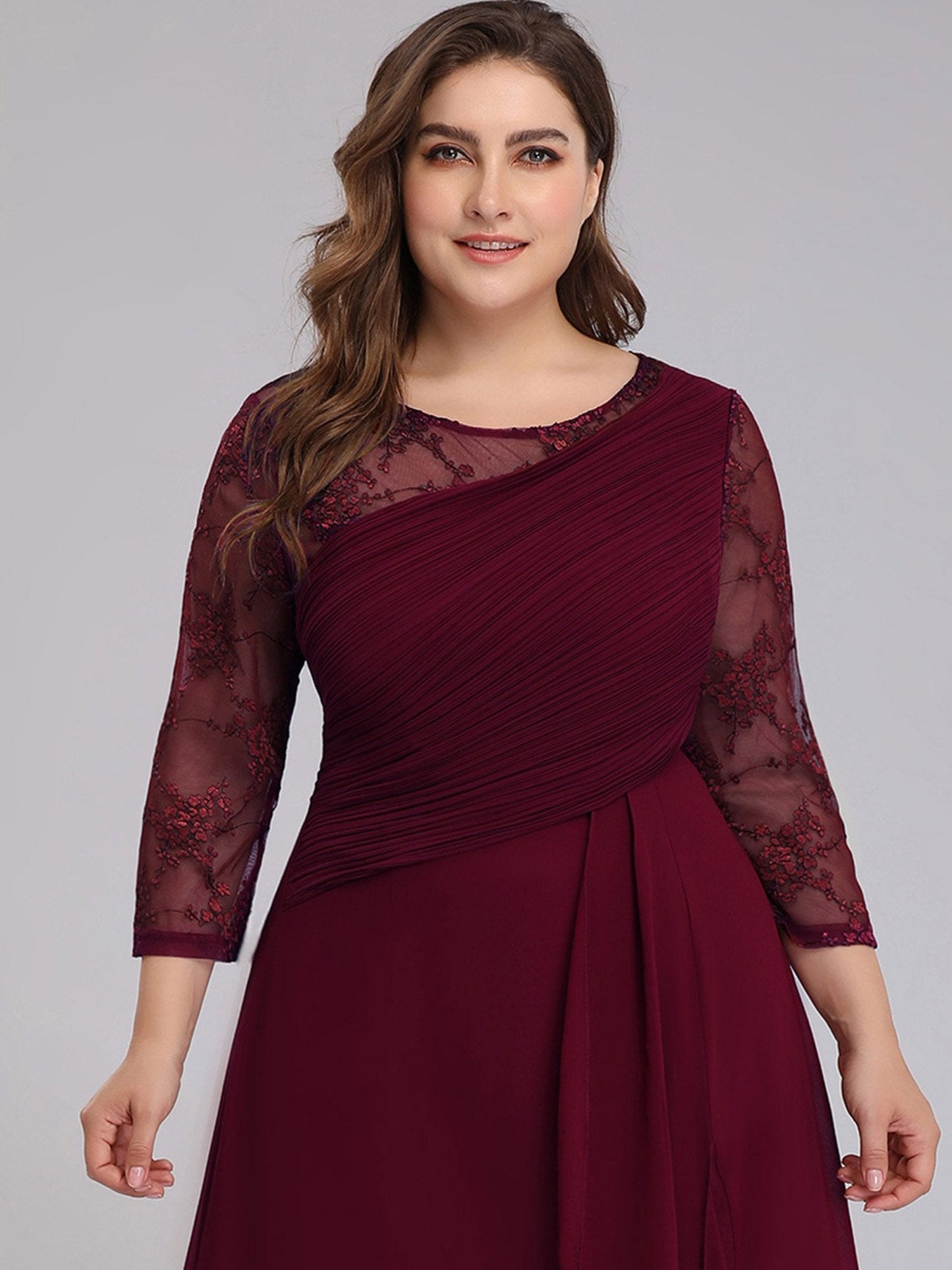 Plus Size Elegant Long Half Sleeves Women Formal Evening Dresses EB07728