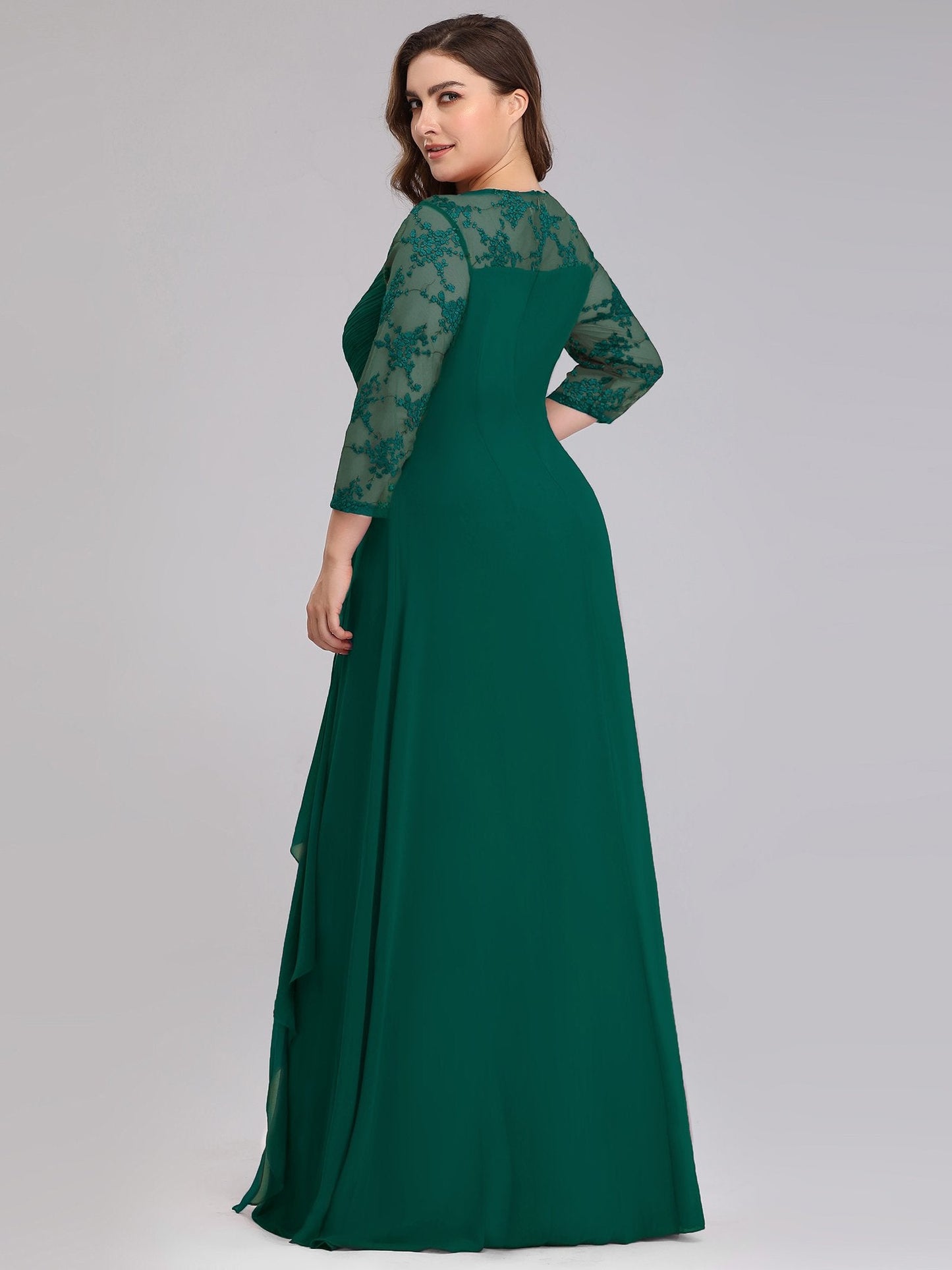 Plus Size Elegant Long Half Sleeves Women Formal Evening Dresses EB07728