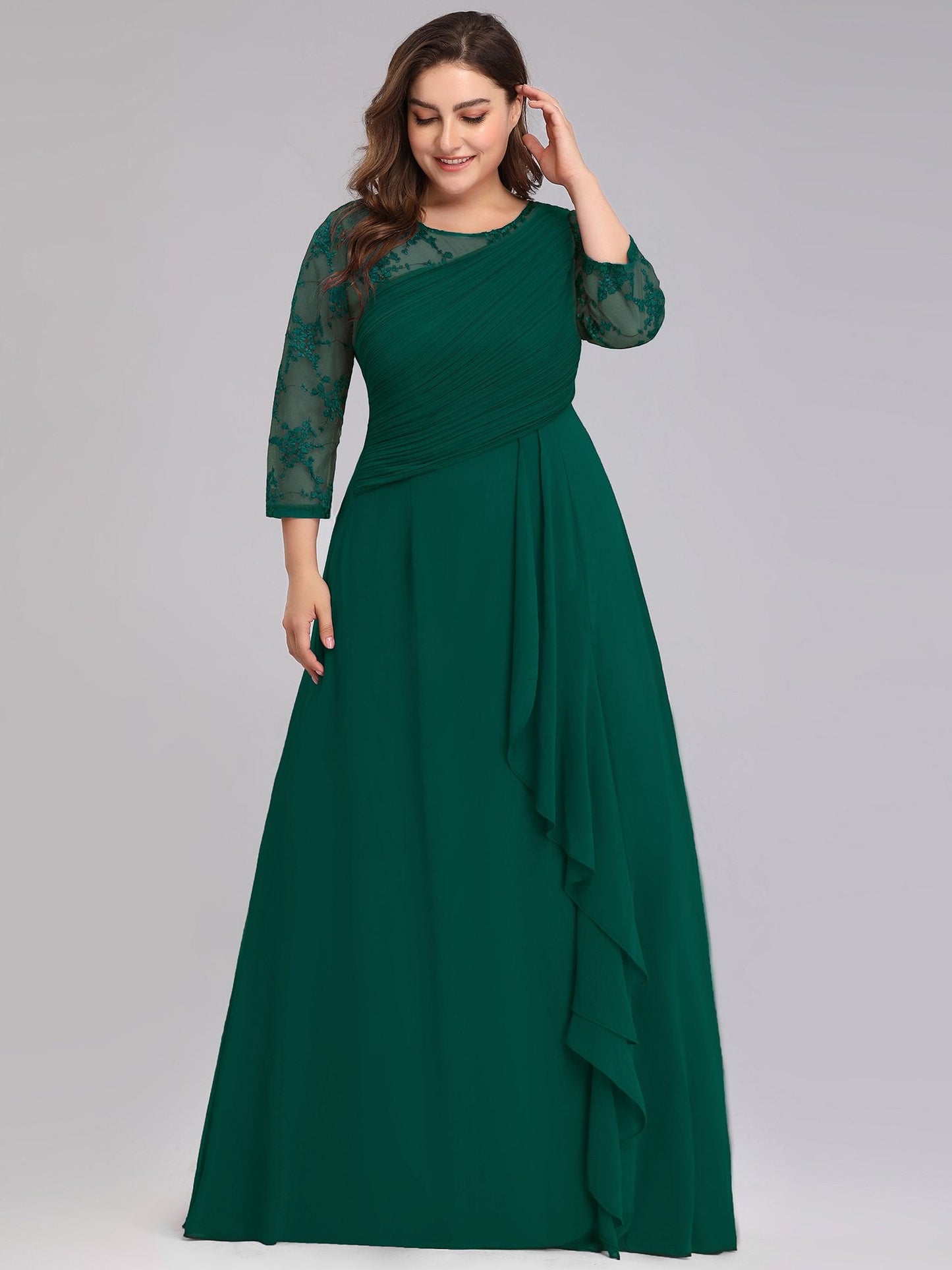 Plus Size Elegant Long Half Sleeves Women Formal Evening Dresses EB07728