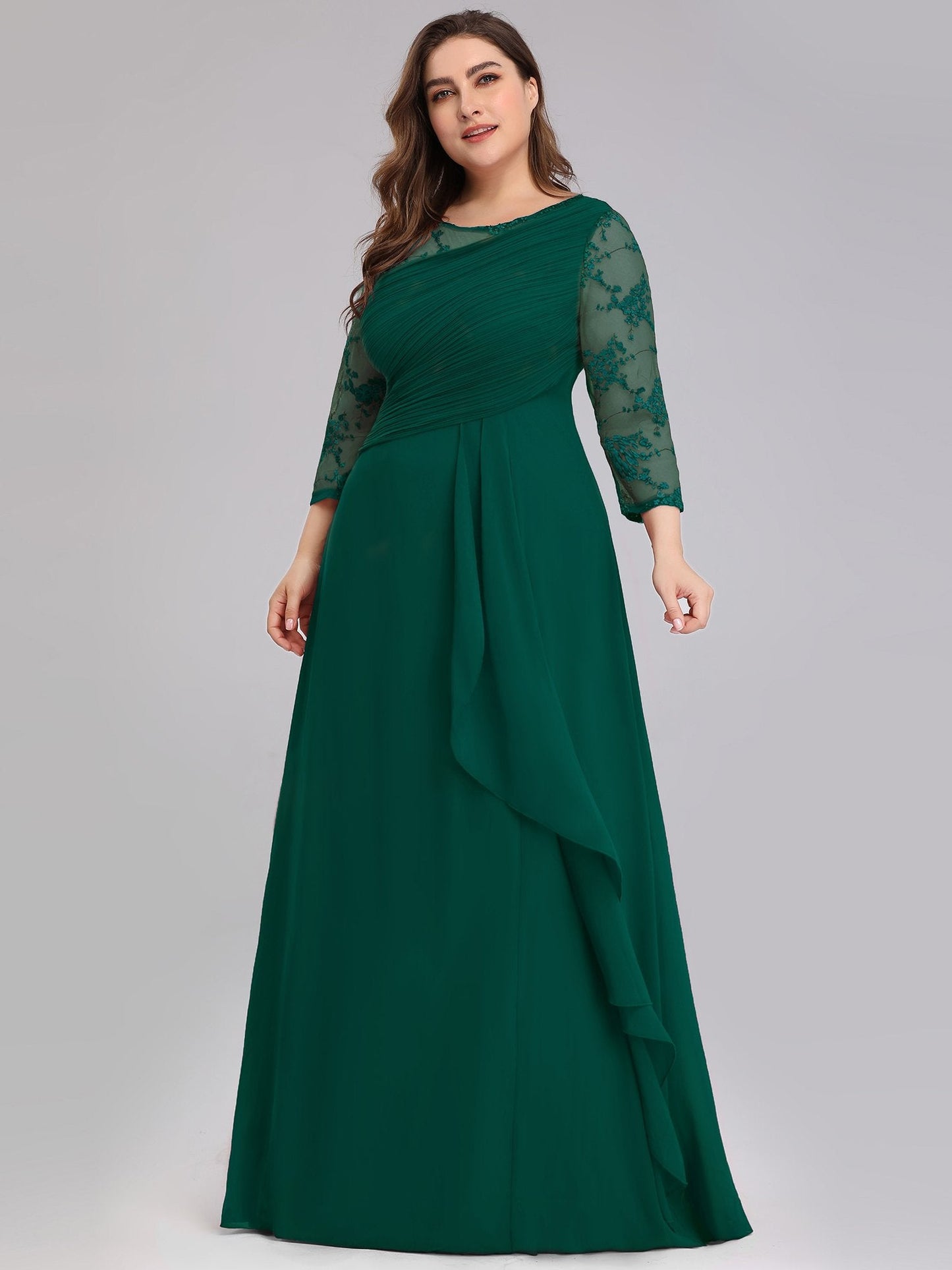 Plus Size Elegant Long Half Sleeves Women Formal Evening Dresses EB07728