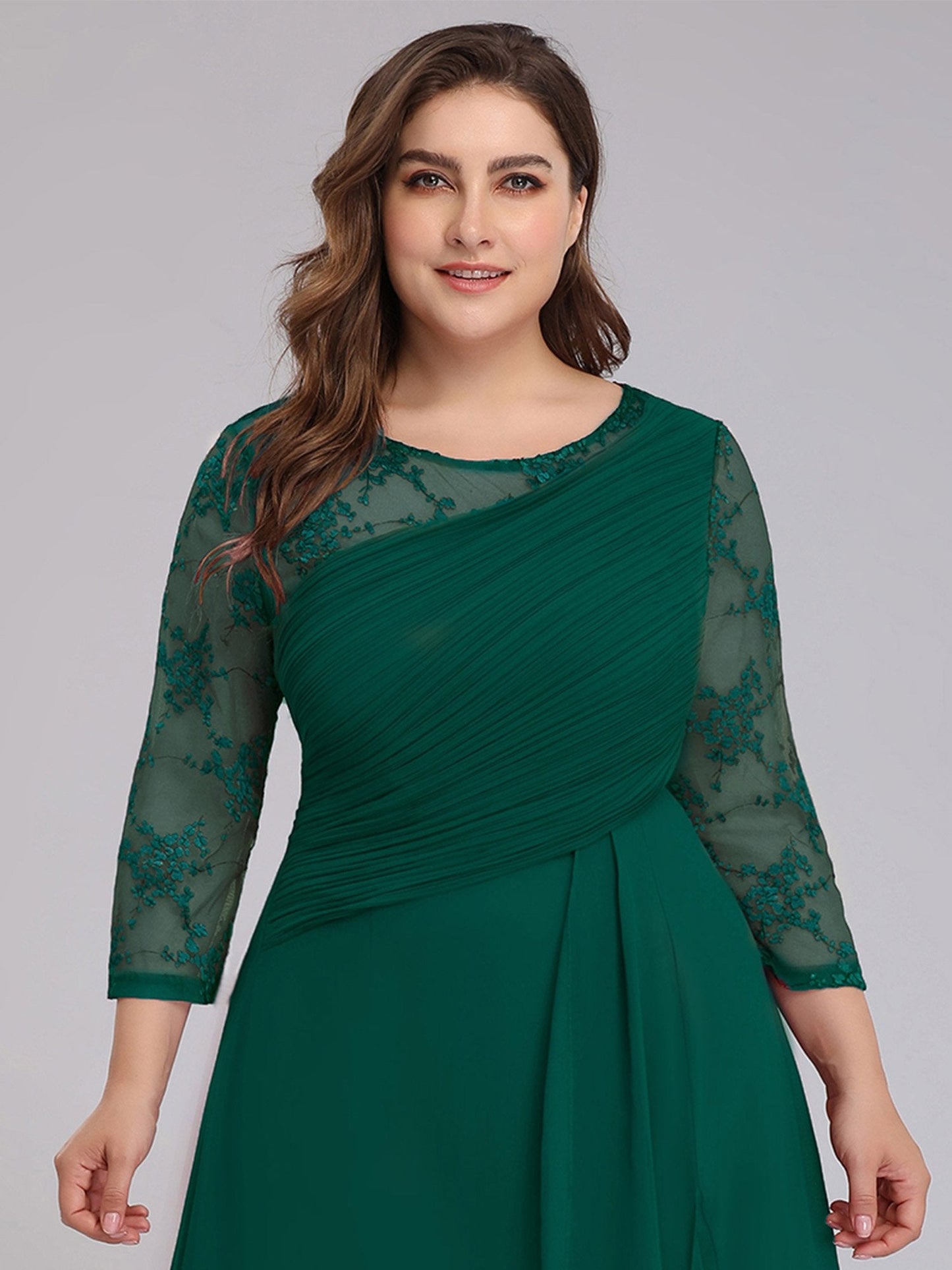Plus Size Elegant Long Half Sleeves Women Formal Evening Dresses EB07728