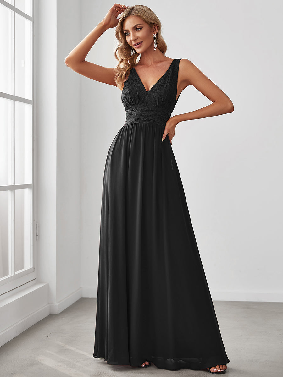 Deep V Neck A Line Sleeveless Wholesale Bridesmaid Dresses