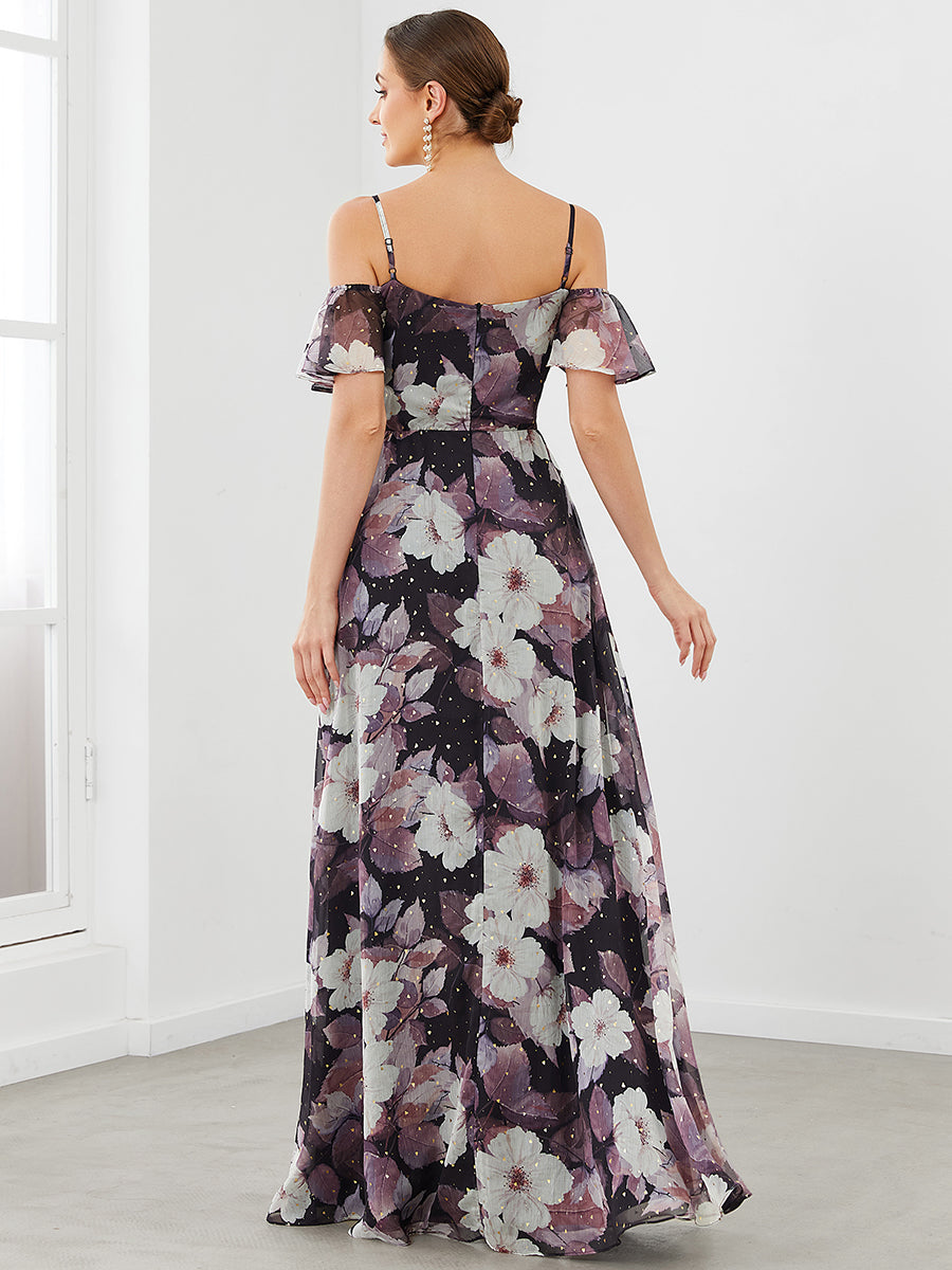 Short Ruffles Sleeves Wholesale Evening Dresses with Off Shoulders