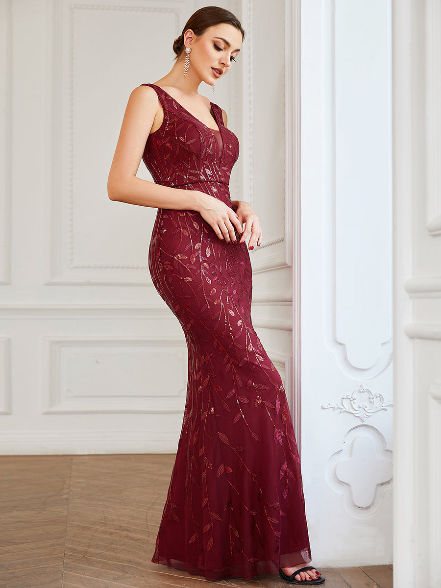 Sleeveless Fishtail Deep V Neck Wholesale Evening Dresses