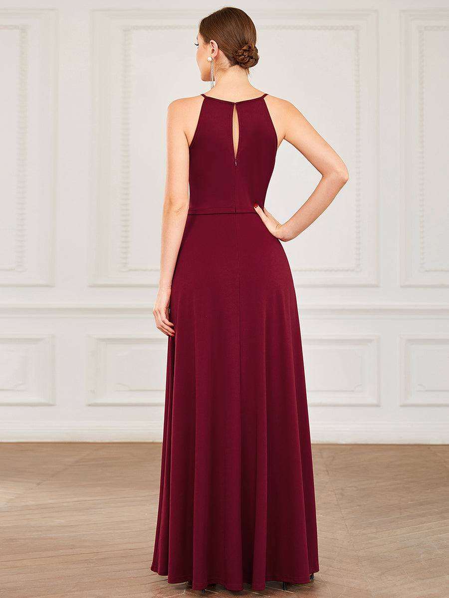 Sleeveless Hollow Out Split Wholesale Bridesmaid Dresses with A Line