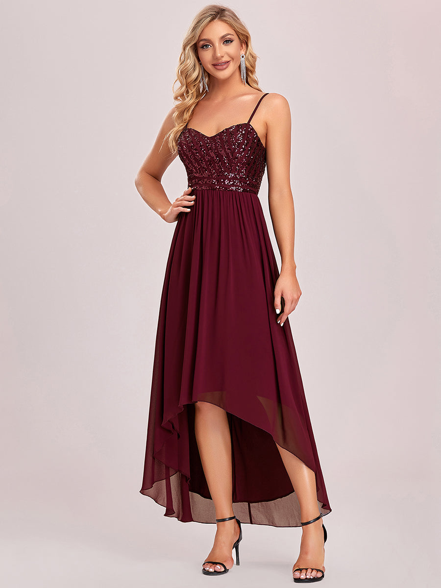 Color=Burgundy | Women's A Line Wholesale Evening Dresses with Spaghetti Straps-Burgundy 1