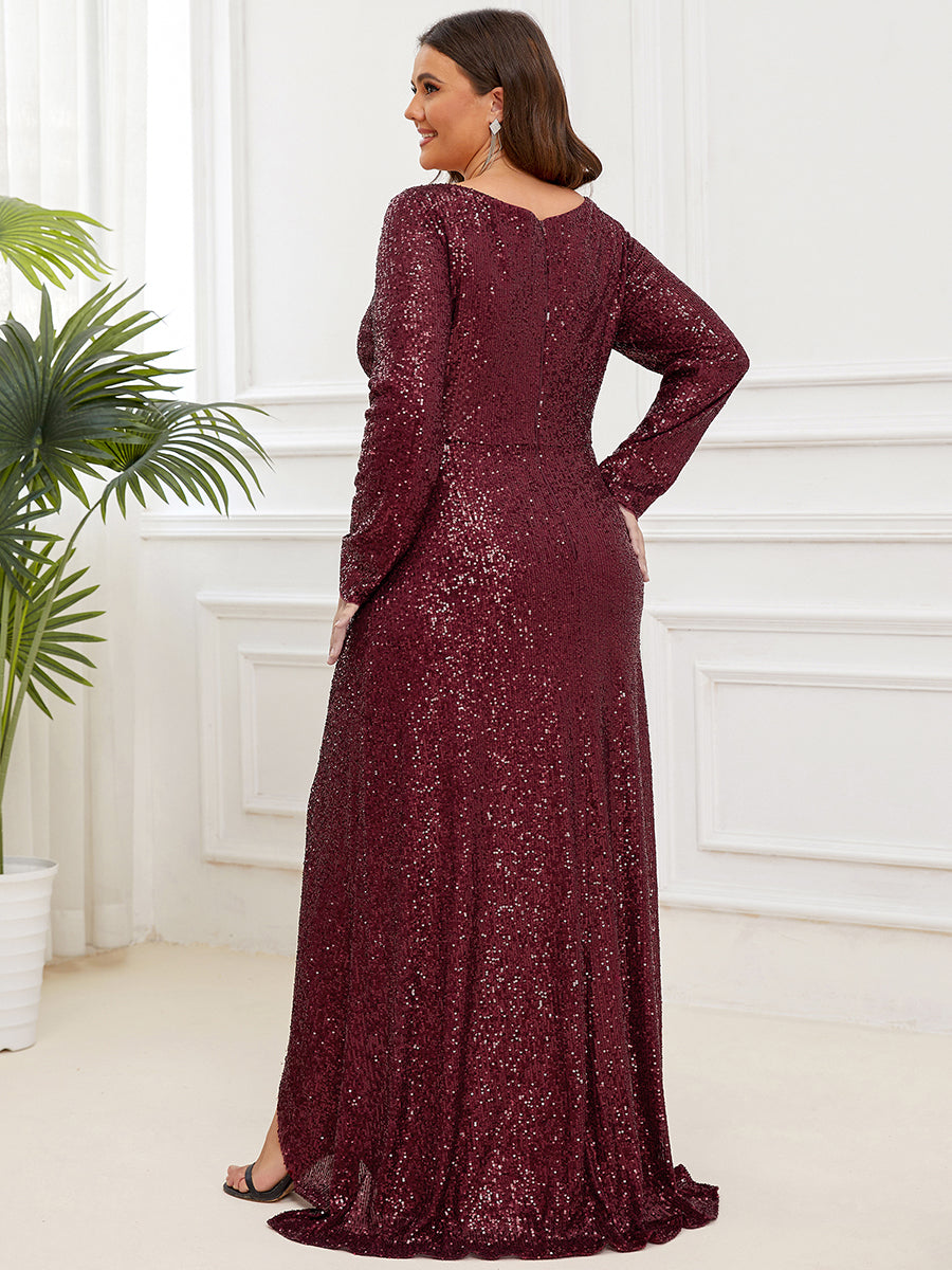 Deep V Neck Long Sleeves Split Wholesale Evening Dresses Gowns