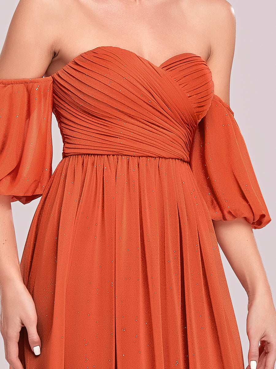 Off Shoulders Short Lantern Sleeves Wholesale Evening Dresses