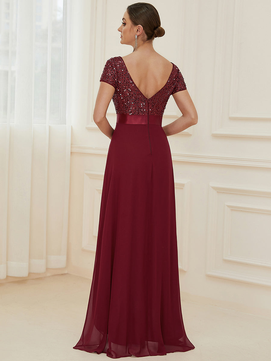 Round Neck A-Line Floor Length Wholesale Evening Dresses