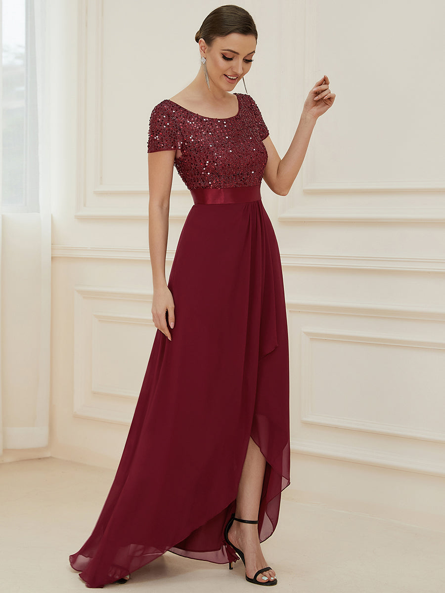Round Neck A-Line Floor Length Wholesale Evening Dresses
