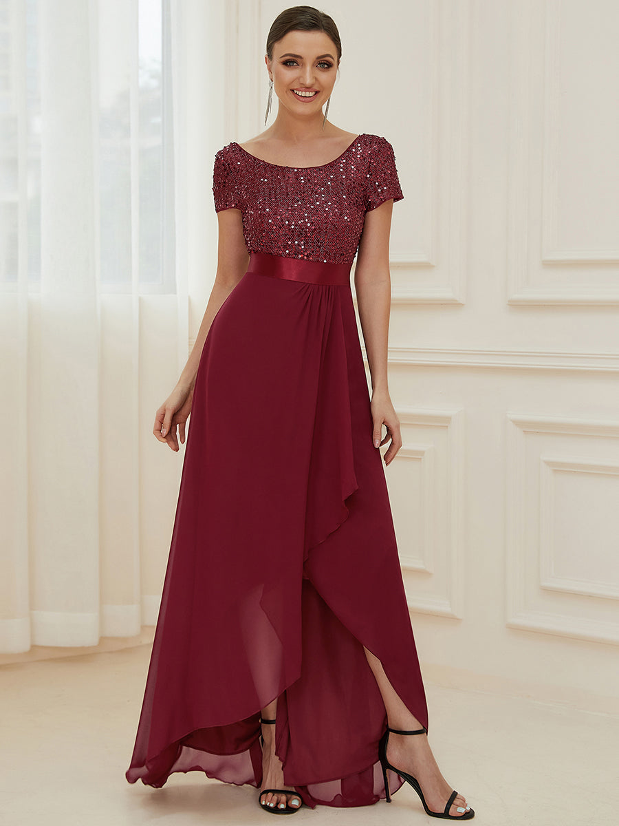 Round Neck A-Line Floor Length Wholesale Evening Dresses