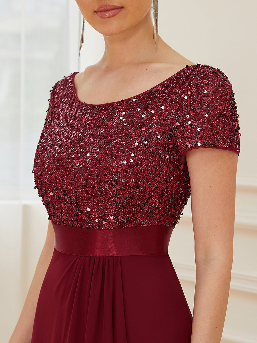 Round Neck A-Line Floor Length Wholesale Evening Dresses