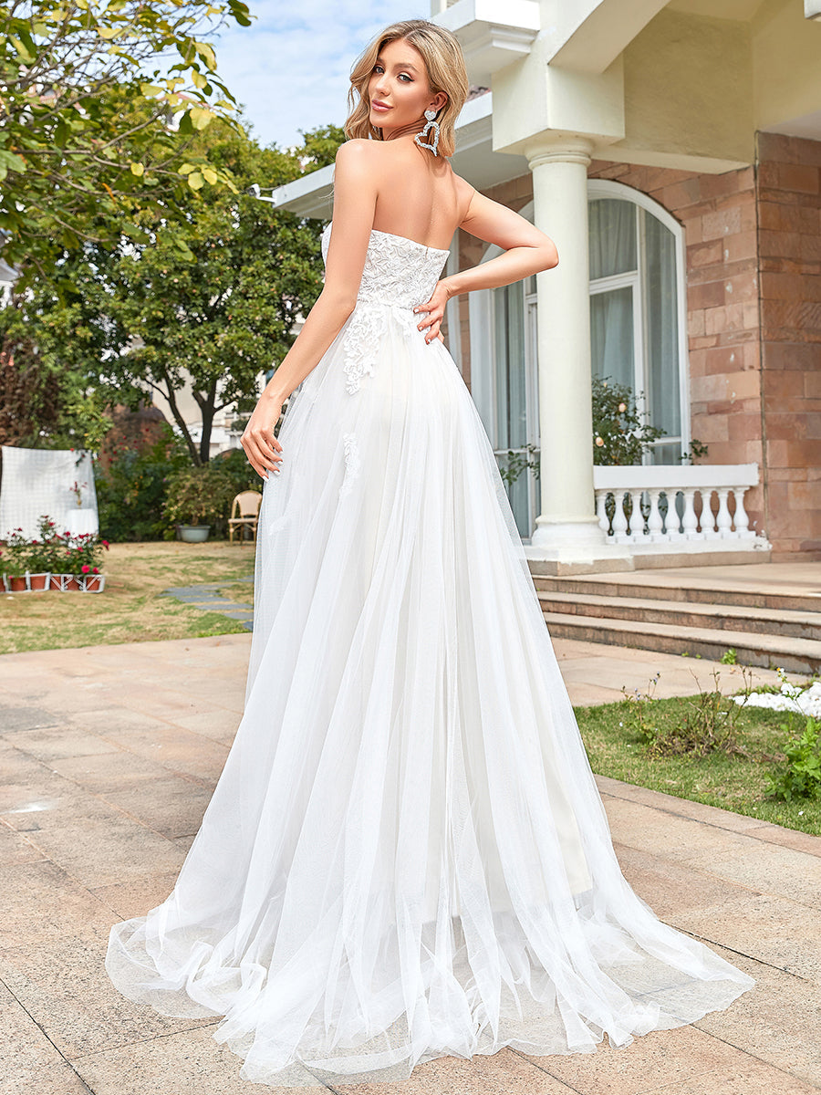 Strapless A Line Wholesale Wedding Dresses with Cute Waist belt