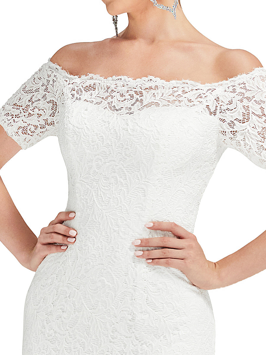 Off Shoulders Fishtail Half Sleeves Wholesale Wedding Dresses