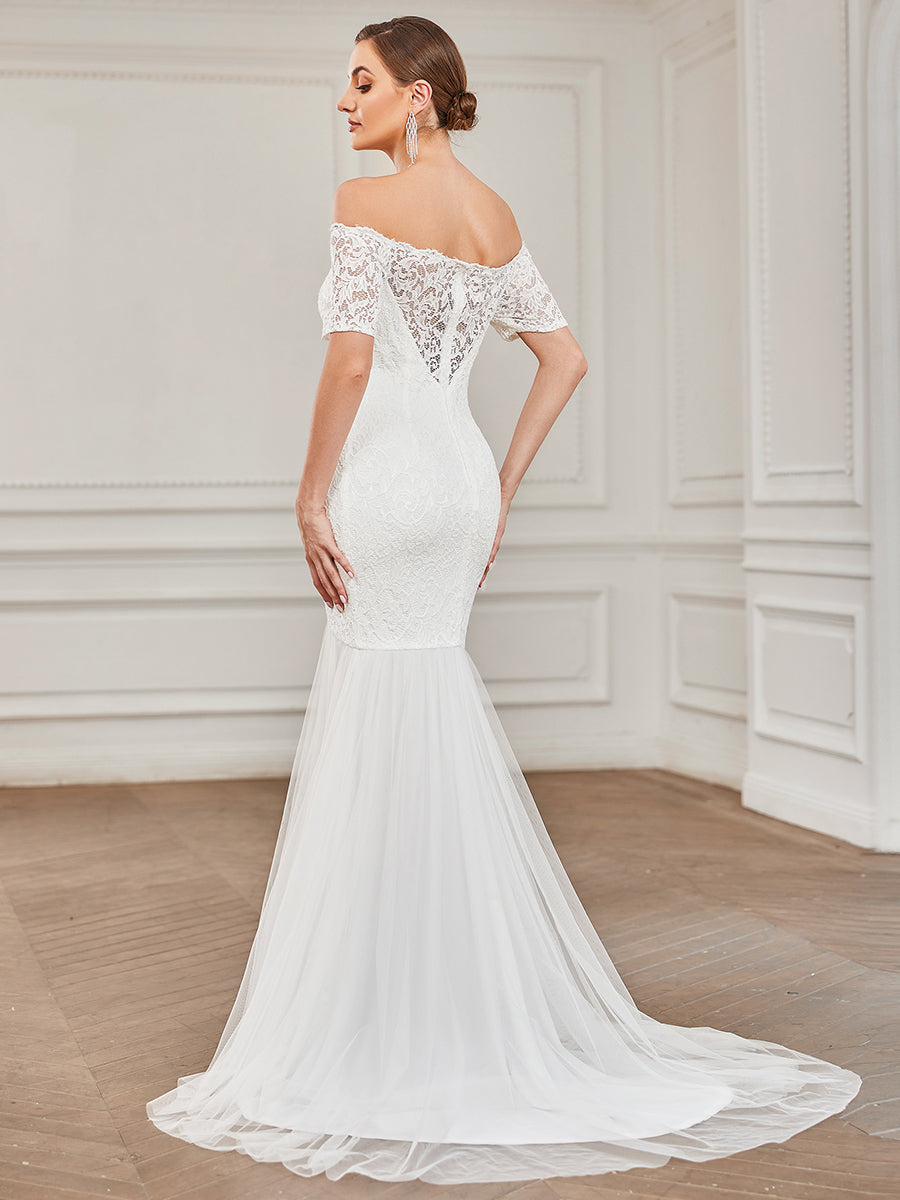 Off Shoulders Fishtail Half Sleeves Wholesale Wedding Dresses