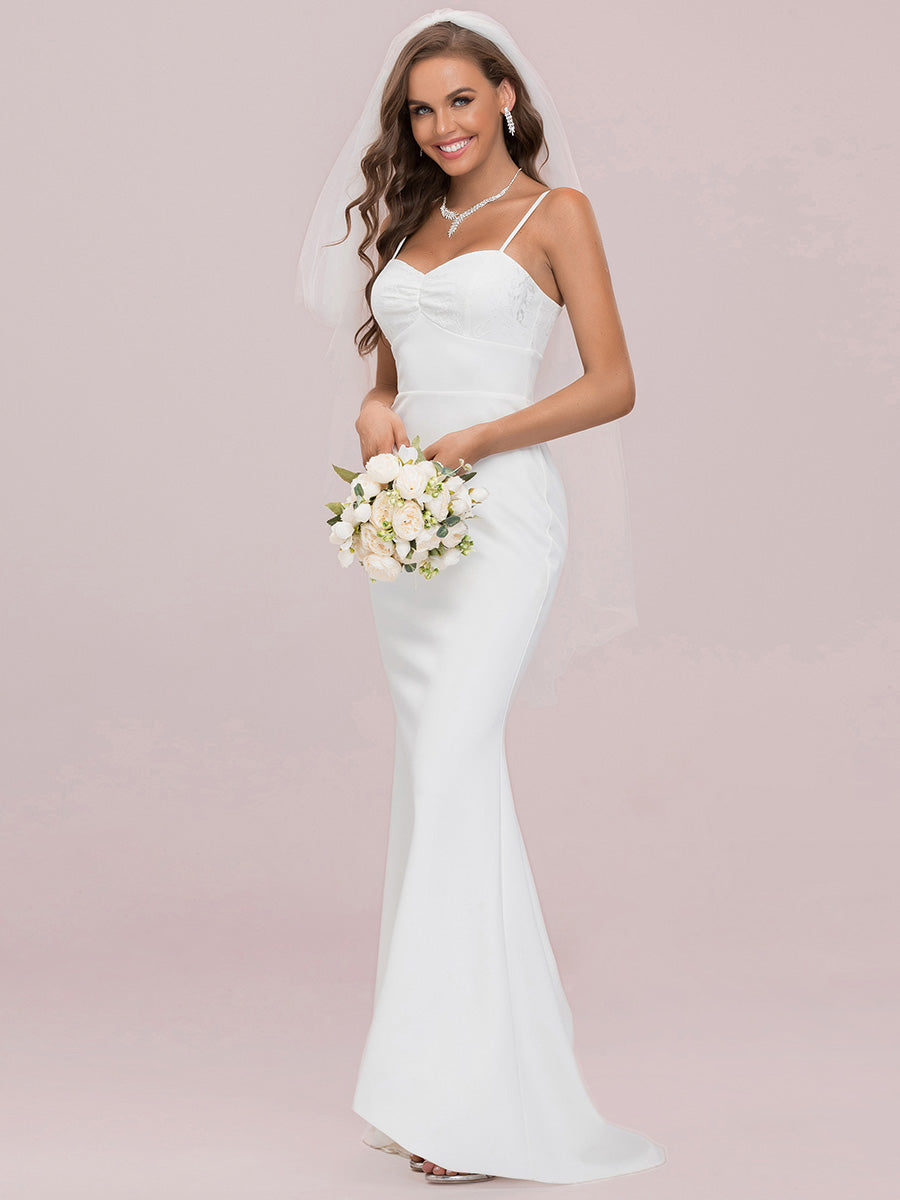 Dainty Spaghetti Straps Fishtail Wholesale Wedding Dresses