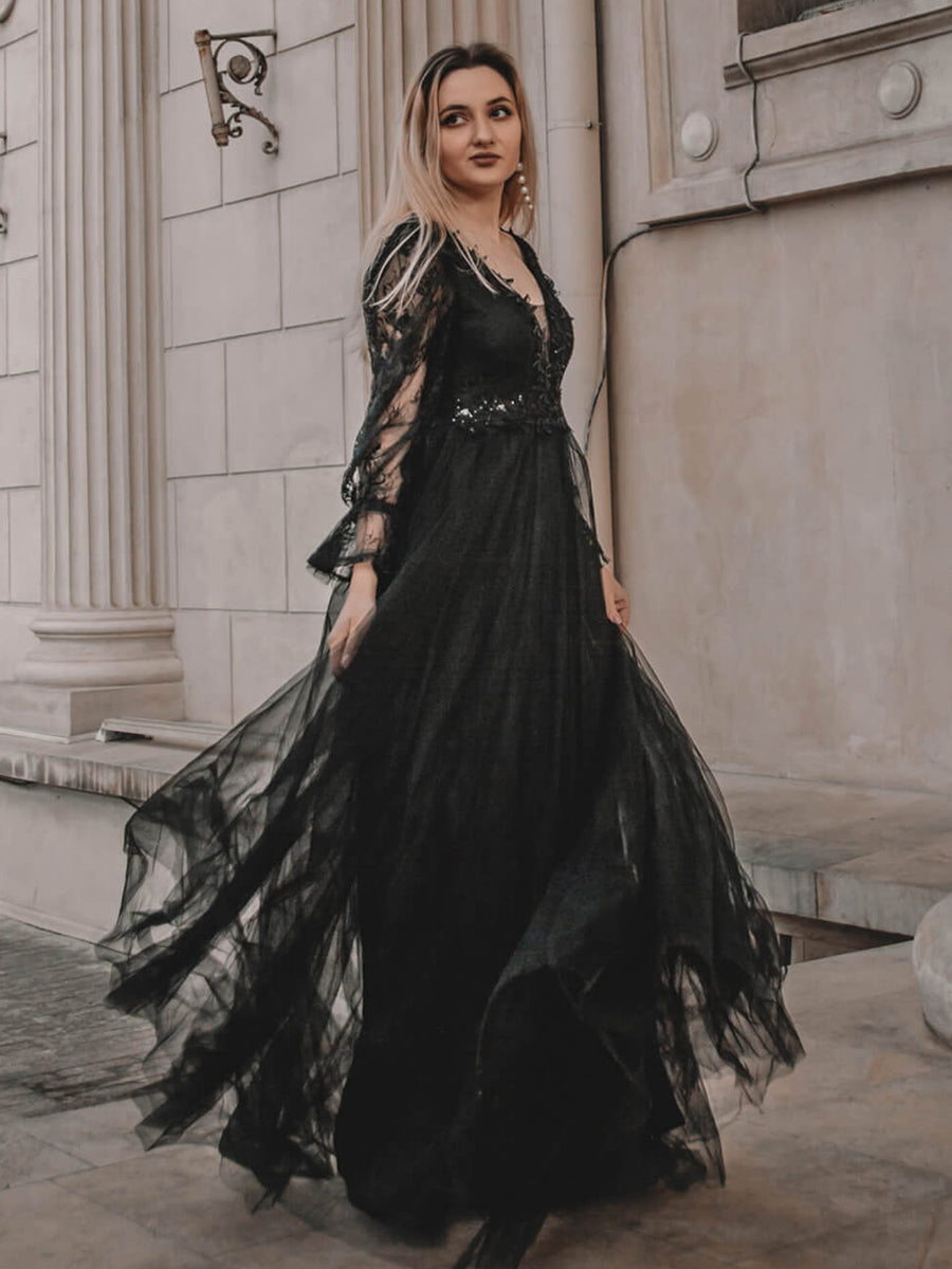 Floor Length A Line Long Puff Sleeves Wholesale Wedding Dresses